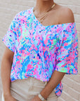 Floral Short Sleeve V-Neck Tee