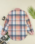 Plaid Corduroy Patchwork Pocketed Shacket