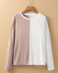 Colorblock Long Sleeve Crew Neck Top