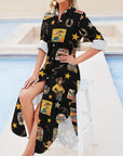 Vintage Cowgirl Collage Western Button-Up Long Sleeve Shirt Dress Duster