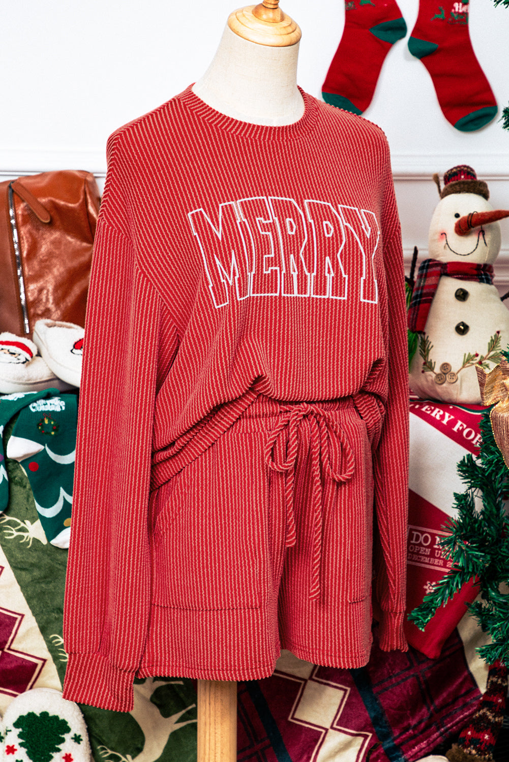 Plus Size Christmas MERRY Top and Shorts Set
