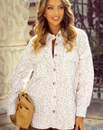Leopard Corduroy Flap Pockets Button-Up Shacket