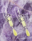 Albie Yellow Jade and Sterling Silver Drop Earrings