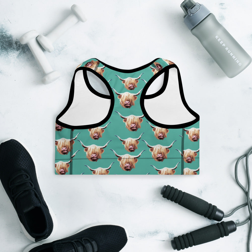 Highland Cow Sports Bra