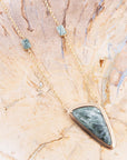 Alpine Green Seraphinite and Golden Necklace