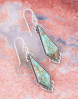Anemone Long Diamond Genuine Turquoise and Sterling Silver Earrings