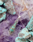 Anemone Long Diamond Turquoise and Sterling Silver Necklace