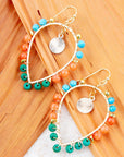 Apricot Teals Multicolor Golden Statement Earrings