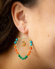 Apricot Teals Multicolor Golden Statement Earrings