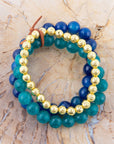 Argo Blue Jade Golden Stretch Bracelet Set
