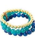 Argo Blue Jade Golden Stretch Bracelet Set