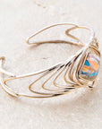 Arrows Blue Turquoise and Orange Spiny Oyster Matrix Golden Cuff Bracelet