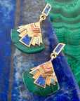 Art Deco Multi Colored Golden Earrings