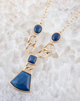 Athena Blue Agate Golden Statement Necklace