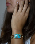 Athena Blue Turquoise Golden Cuff Bracelet