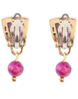 Athena Pink Spiny Oyster Matrix Golden Clip Earrings