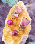 Athena Pink Spiny Oyster Matrix Golden Clip Earrings