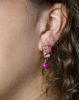 Athena Pink Spiny Oyster Matrix Golden Clip Earrings