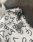 Azure Aztec Patterned Metal Stud Fashion Earrings