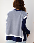 Stripe Colorblock Patchwork Dolman Sleeve Sweater