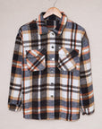 Plaid Pocketed Button Front Shacket