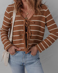 Stripe Tie-Front V-Neck Cardigan Sweater