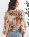 Floral Puff Sleeve Collared Shirt