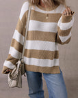 Arabella Striped Side Slit Sweater