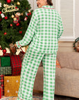 Plus Size Christmas Plaid Contrast Trim Pajama Set
