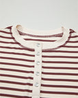 Stripe Long Sleeve Henley Top