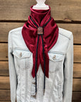35X35" Solid Burgundy Wild Rag / Scarf - Leather Slide and Bolo Tie