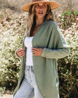 Waffle Knit Open Front Cardigan
