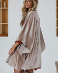 Velvet 3/4 Sleeve Open Front Kimono