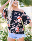Savanna Ruffle Off Shoulder Flounce Sleeve Blouse