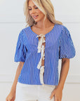 Dream Stripe Tied Front Blouse
