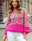 Rainbow Confetti Patchwork Drop Shoulder Sweater