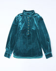 Velvet Frilled Neck Buttoned Top