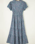 Helena Shirred Short Puff Sleeve Maxi Dress