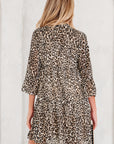 Leopard 3/4 Sleeve V-Neck Dress