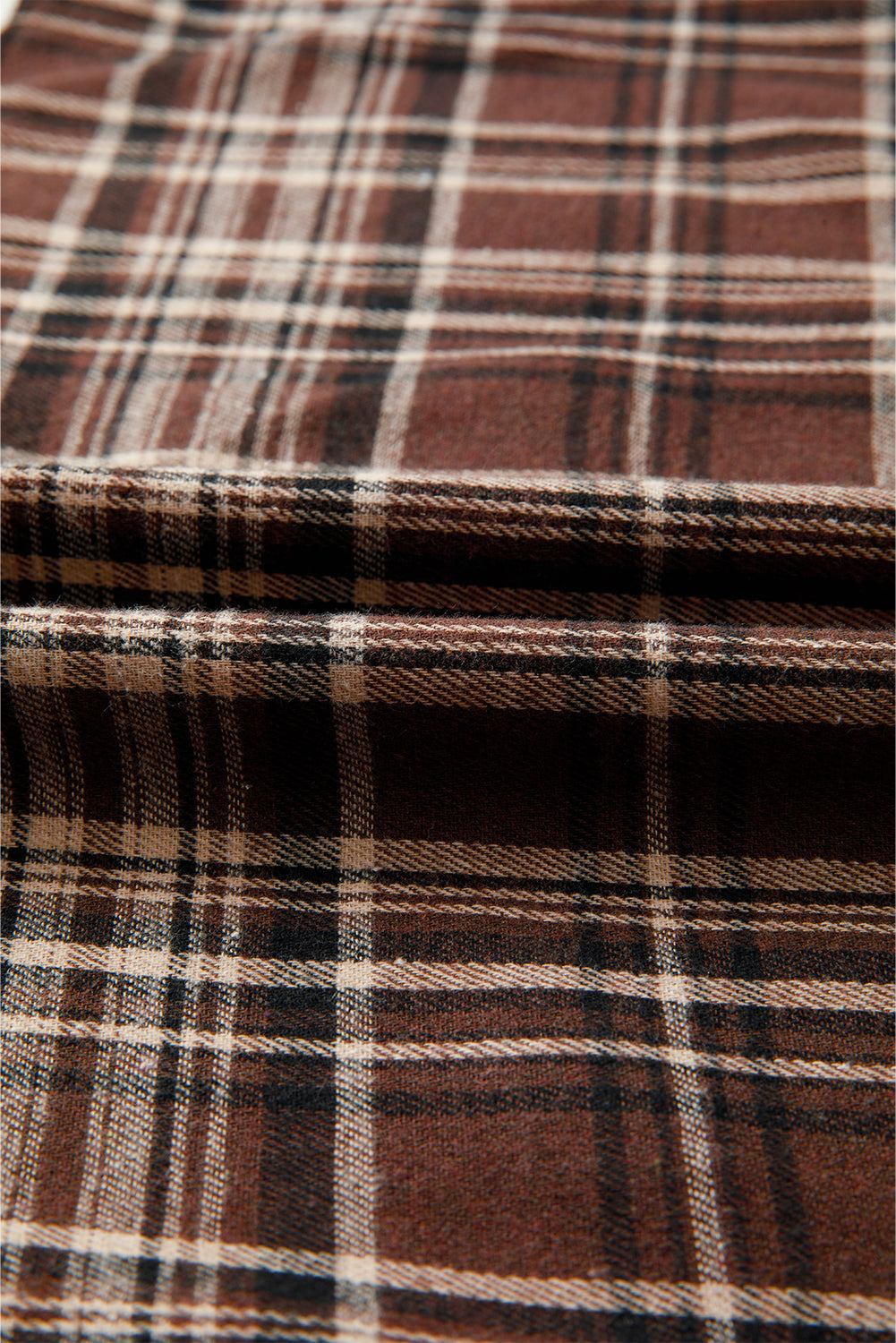 Plaid Quarter-Button Patchwork Long Sleeve Hooded Blouse