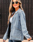 Brooklyn Scallop Trim Button Up Denim Jacket