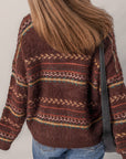 Boho Stripe Knitted Drop Shoulder Sweater