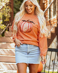 Sequined Pumpkin Halloween Sweatshirt