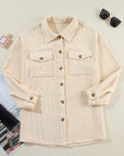 Solid Corduroy Button-Up Pocketed Shacket