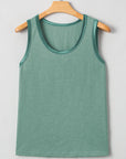 Metallic Contrast Trim Scoop Neck Tank Top