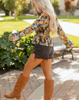Floral Off Shoulder Bell Sleeve Peplum Top