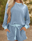 Checker Long Sleeve Pullover and Shorts Set