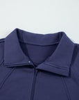 Solid Fleece-Lined Half-Zip Up Collar Sweatshirt