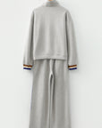 Stripe Patchwork Quarter-Zip Pullover and Pant Set