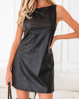 Vegan Leather Sleeveless Mini Dress